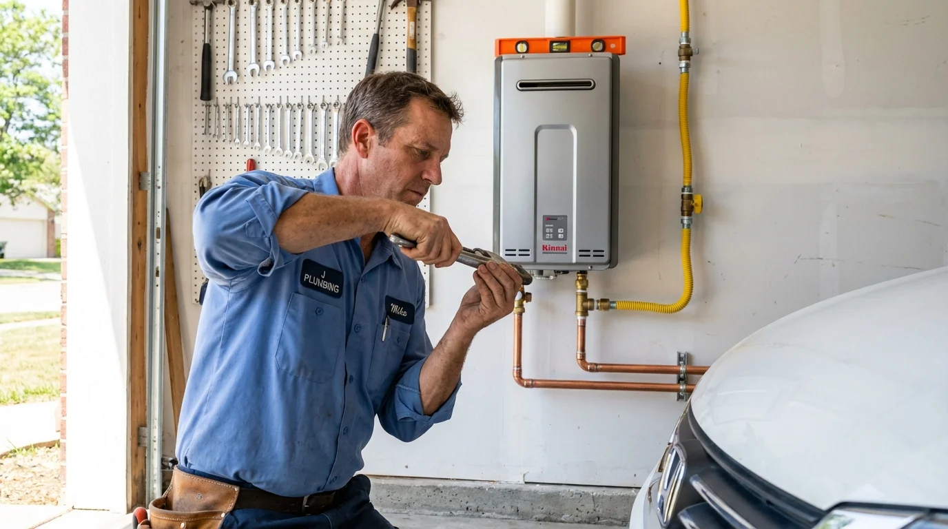Tankless water heater installation by a Johns Plumbing LLC plumber in Dexter